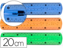 Regla Liderpapel plástico flexible de 20cm. colores surtidos